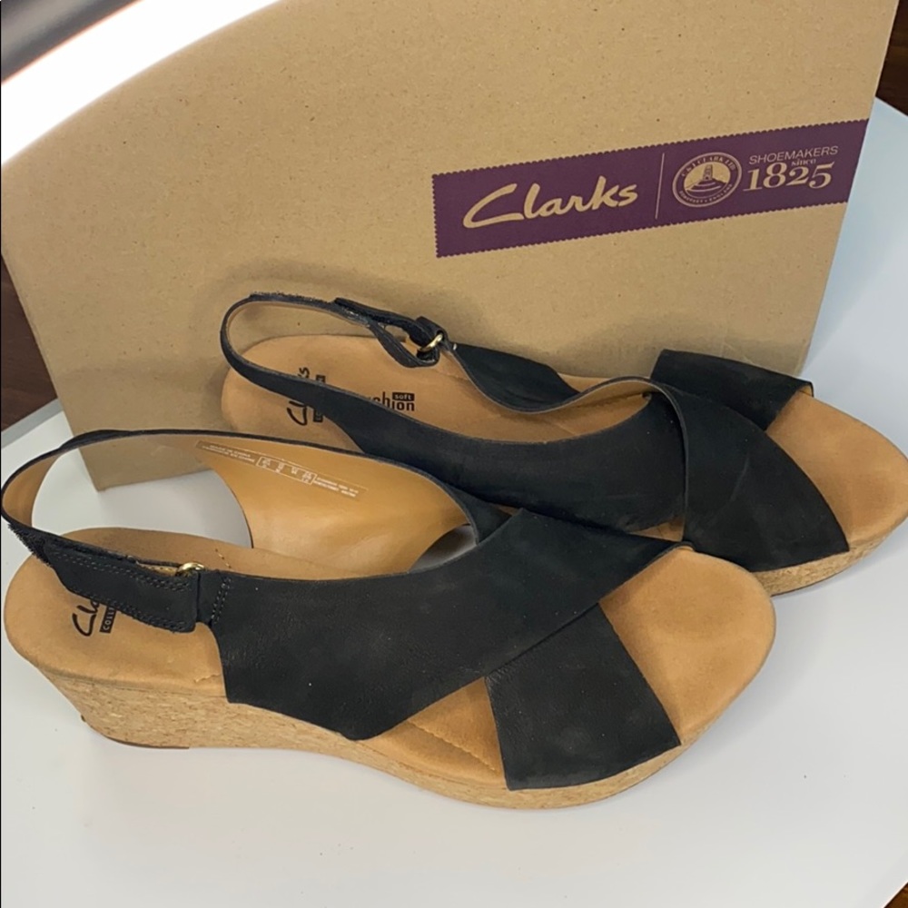 Clarks Annabel Eirwyn Black 12M wedge sandals